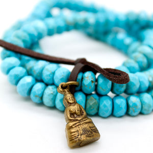 Faceted Turquoise Mini Buddha Charm Bracelet -Buddha Collection-