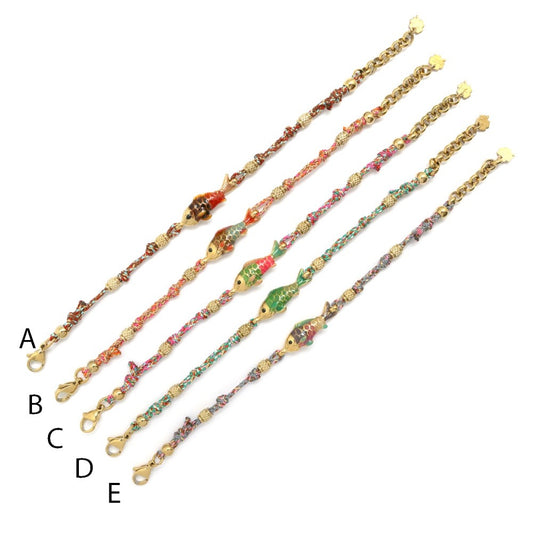Braided Fish Bracelet Deep Red - B4-011A