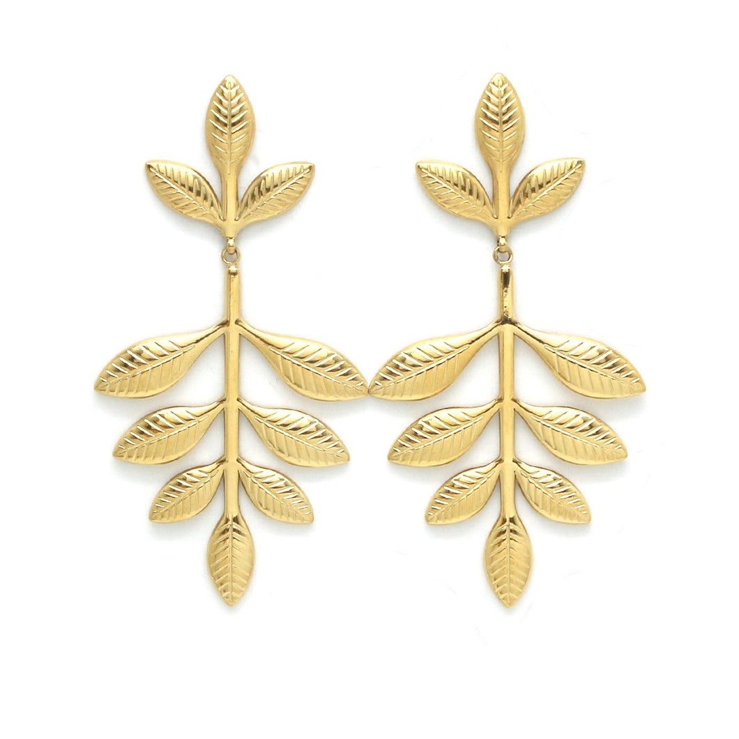 Gold Leaf Dangle Earrings - E4-284