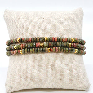 Unakite + Gold Bracelet Bundle