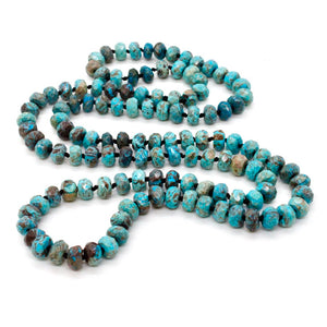 Hand-Knotted Long Faceted Jasper Beaded Necklace