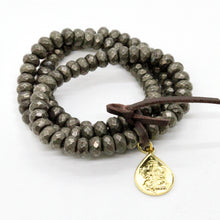 Load image into Gallery viewer, Stretch Pyrite Gold Buddha Charm Bracelet -Buddha Collection-
