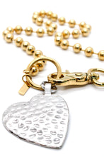 Load image into Gallery viewer, Steam Punk Silver Heart Necklace Single Gold Chain Claw Clasp
