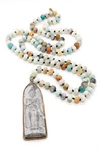 Large Delicate Buddha Amazonite Necklace -Buddha Collection-