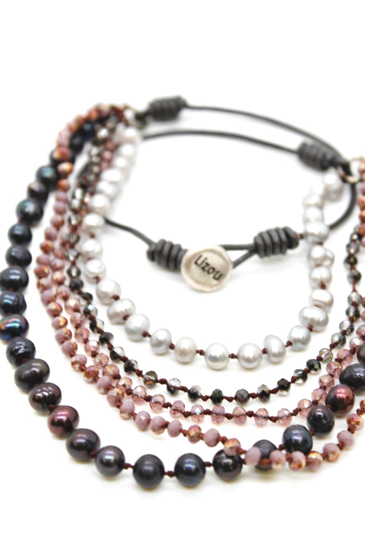 Semi Precious Stone Multi Strand Short Necklace - NLS-Dazzle