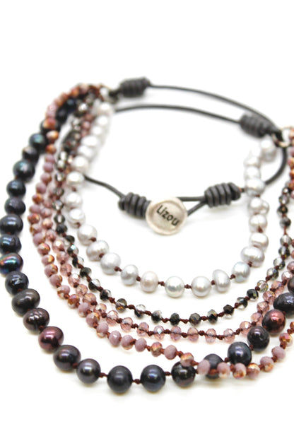 Semi Precious Stone Multi Strand Short Necklace - NLS-Dazzle