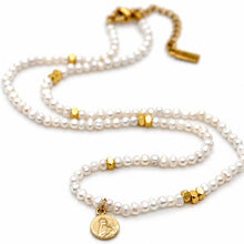 Load image into Gallery viewer, Mini Freshwater Pearl French Religious Medal Short Necklace - FMN08
