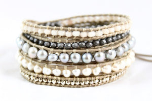 Chicory Wrap Bracelet - Freshwater Pearls Mix