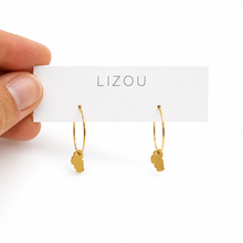 Load image into Gallery viewer, Small Delicate Gold Tahoe Charm Hoop Earrings - E9-201GS
