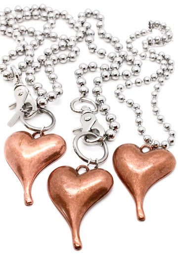 Simple Copper Pendant Convertible Silver Chain Necklace