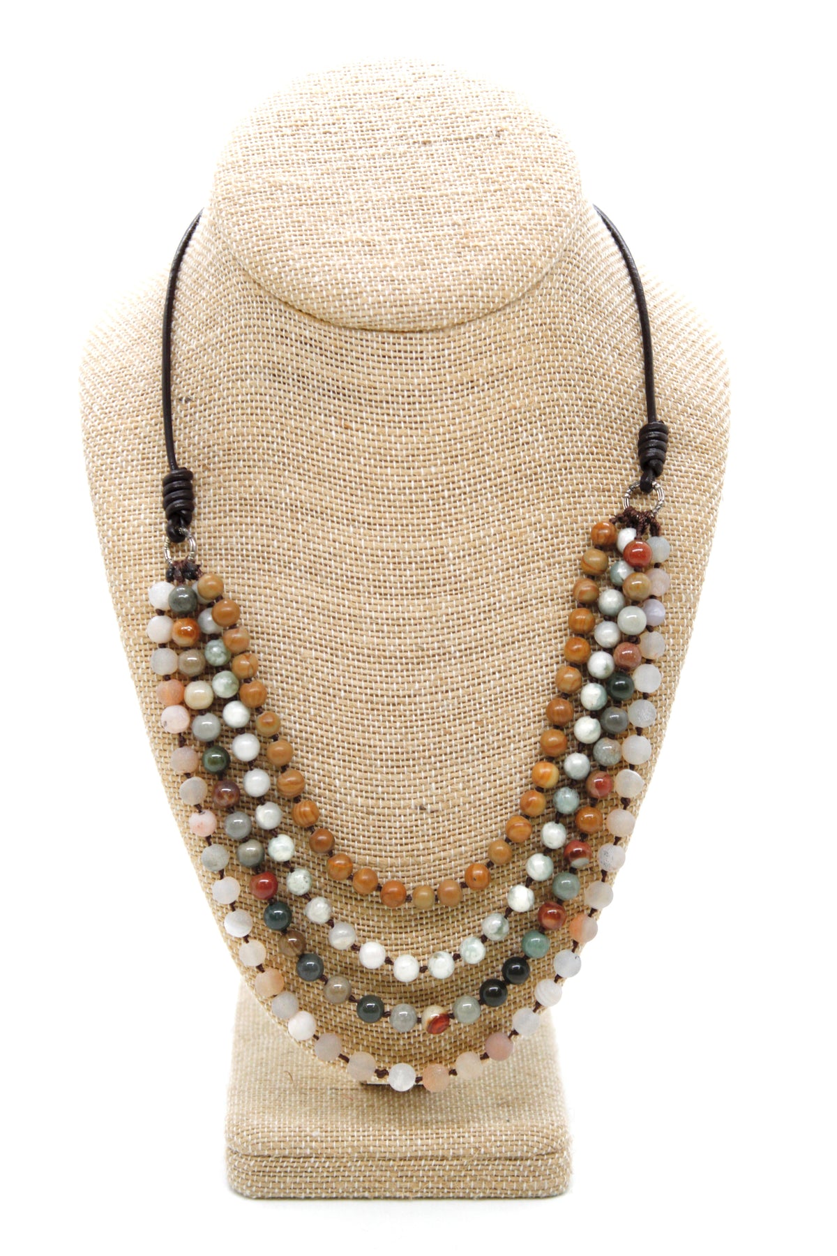Semi Precious Stone Multi Strand Short Necklace - NLS-M40