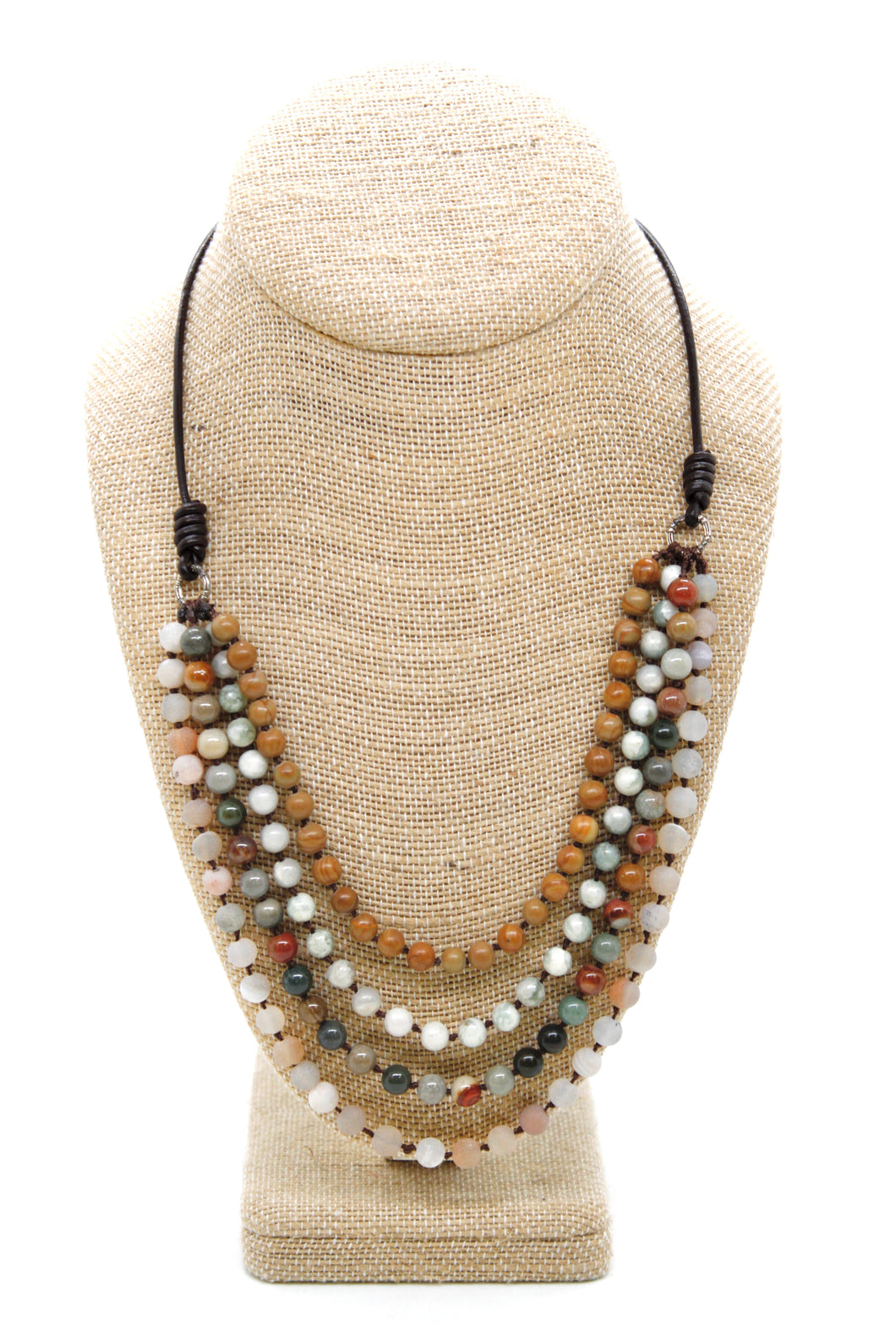 Semi Precious Stone Multi Strand Short Necklace - NLS-M40