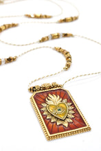 Load image into Gallery viewer, Rust Heart Fire Enamel Long Necklace N2-2448 -French Flair Collection-
