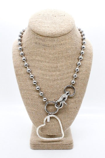 Silver Heart Outline Convertible Silver Chain Necklace