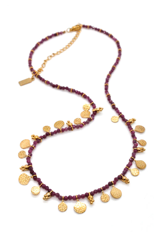 Short Mini Delicate Charm Purple Tourmaline Necklace - N2-2610T