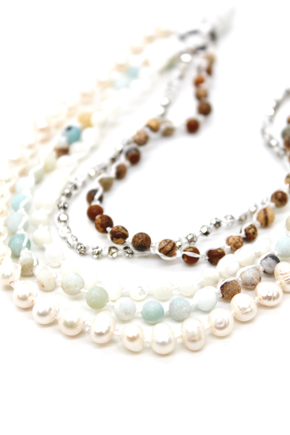 Semi Precious Stone Multi Strand Short Necklace - N4-024