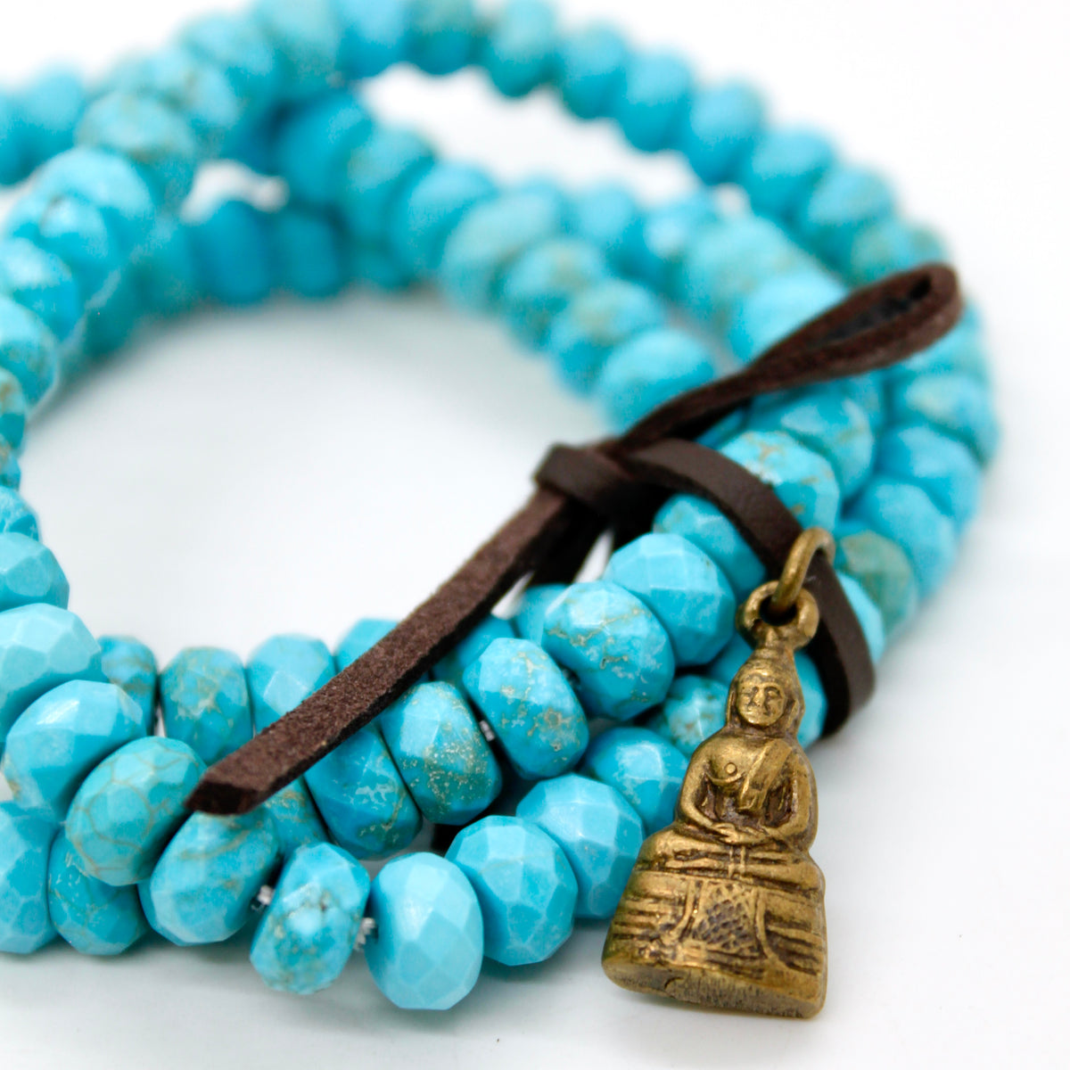 Faceted Turquoise Mini Buddha Charm Bracelet -Buddha Collection-