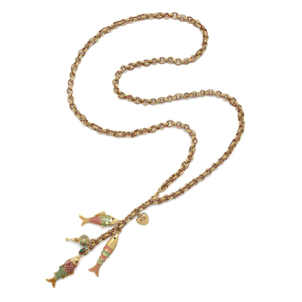 Three Fish Long Necklace -  N2-2675