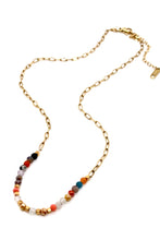 Load image into Gallery viewer, Delicate Semi Precious Stones on Short Gold Necklace -Mini Collection- N3-100
