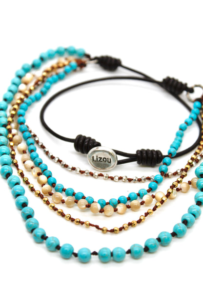 Semi Precious Stone Multi Strand Short Necklace - NLS-Eclipse