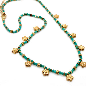 Mini Gold Daisy Amazonite Necklace