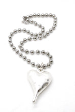 Load image into Gallery viewer, Single Silver Ball Chain Necklace with Silver Puffy Heart Charm -The Classics Collection-
