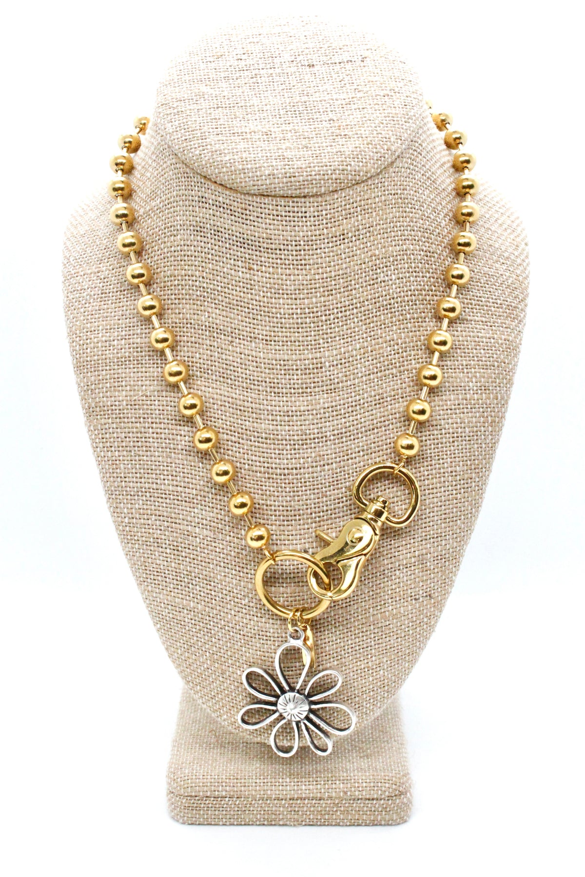 Open Daisy Outline Pendant Convertible Gold Chain Necklace