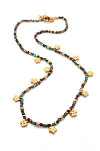 Mini Gold Daisy Semi Precious Stone Necklace N2-2444 -French Flair Collection-