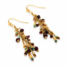 Load image into Gallery viewer, African Turquoise Mix and Gold Mini Charm Dangle Earrings - E4-326
