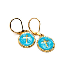 Load image into Gallery viewer, Mini Enamel Cross Earrings - E9-115
