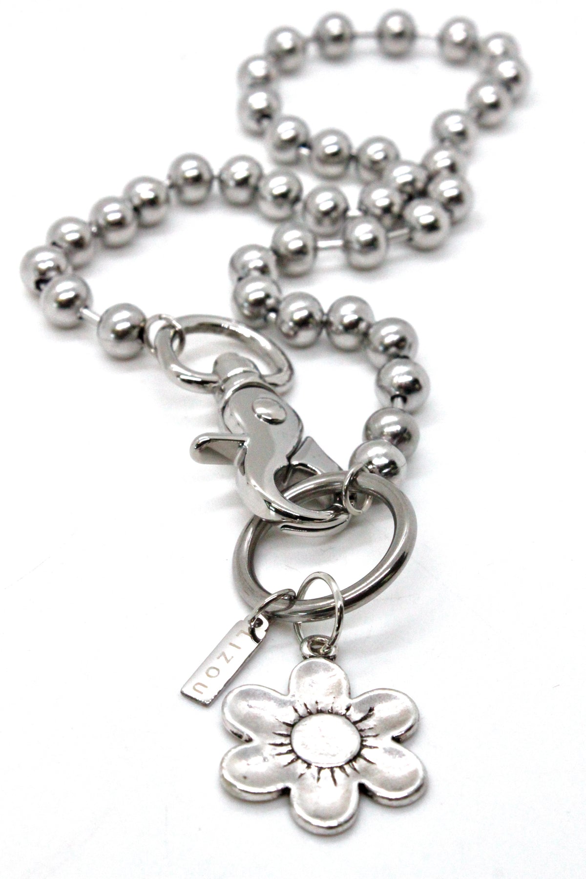 Garden Daisy Charm Necklace Silver Chain Claw Clasp