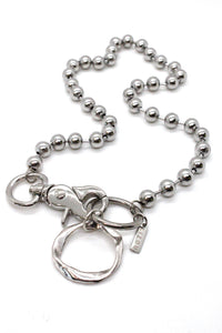 Silver Hoop Charm Necklace Silver Chain Claw Clasp