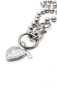 Small Heart Locket Charm Necklace Silver Chain Claw Clasp