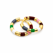 Load image into Gallery viewer, Enamel and Gold Huggie Earrings  - E4-459E
