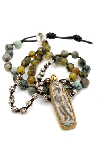 Buddha Necklace 86 - Crochet Necklace / Bracelet Buddha - One of a Kind -