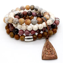 Load image into Gallery viewer, Semi Precious Stone Chunky Bracelet with Reversible Copper Buddha Charm -The Buddha Collection- BL-M51-C1
