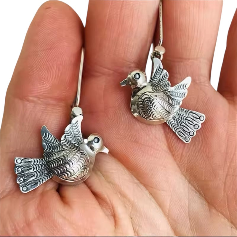 Silver Bird Dangle Earrings - E9-092