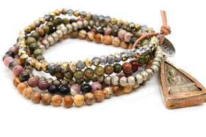 Semi Precious Stone and Crystal Mix with Reversible Buddha Charm - The Buddha Collection- BL-Syrup-GB