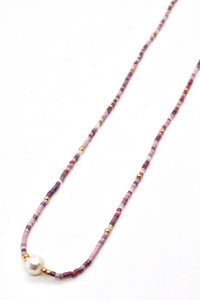 Freshwater Pearl and Miyuki Seed Bead Necklace N8-022 -Seeds Collection-