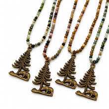 Load image into Gallery viewer, Antique Brass Bear and Tree Necklace
