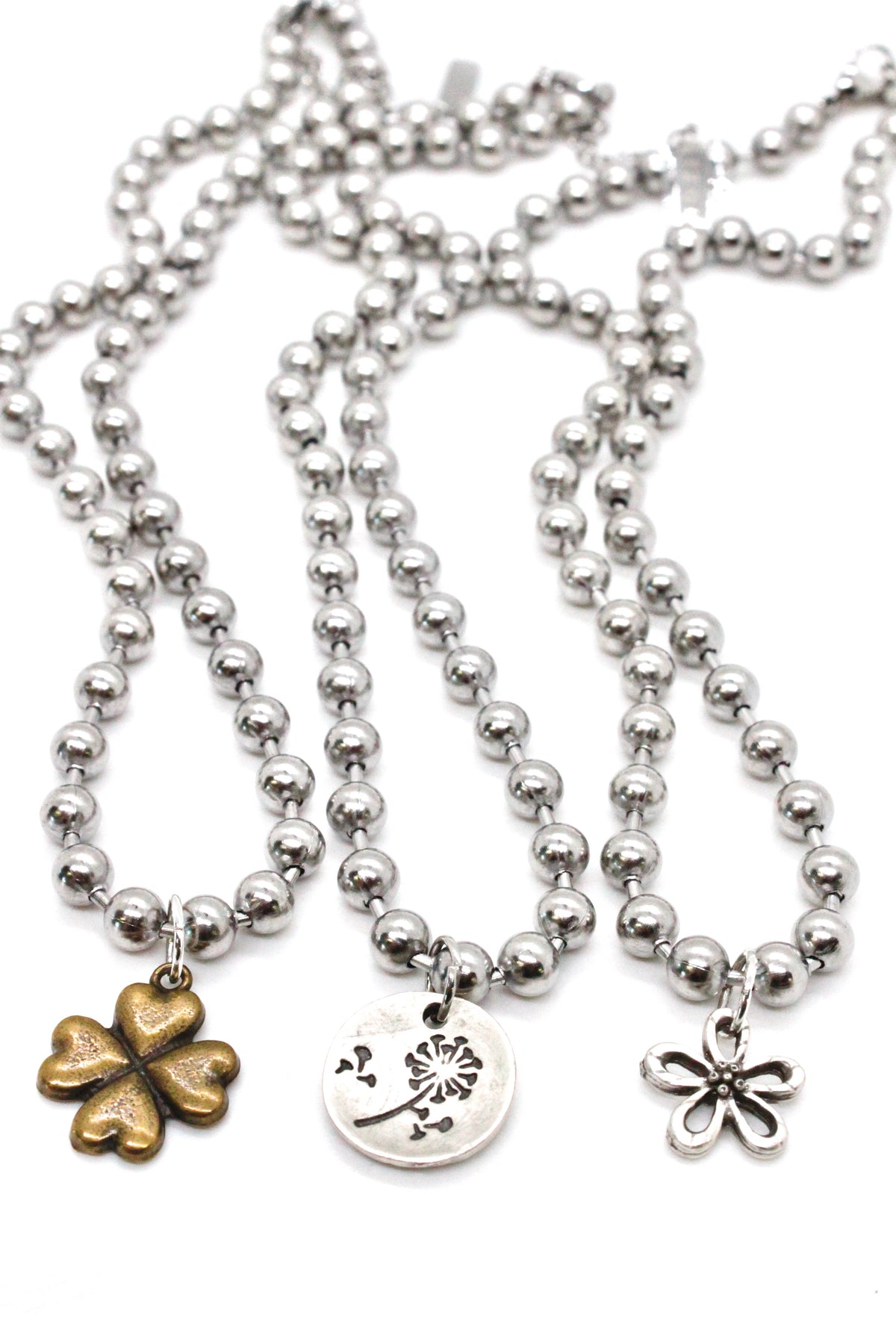 Mini Nature Flower Charm Silver Chain Necklace