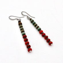 Load image into Gallery viewer, American Indian Sterling Turquoise and Coral Navajo Earrings
