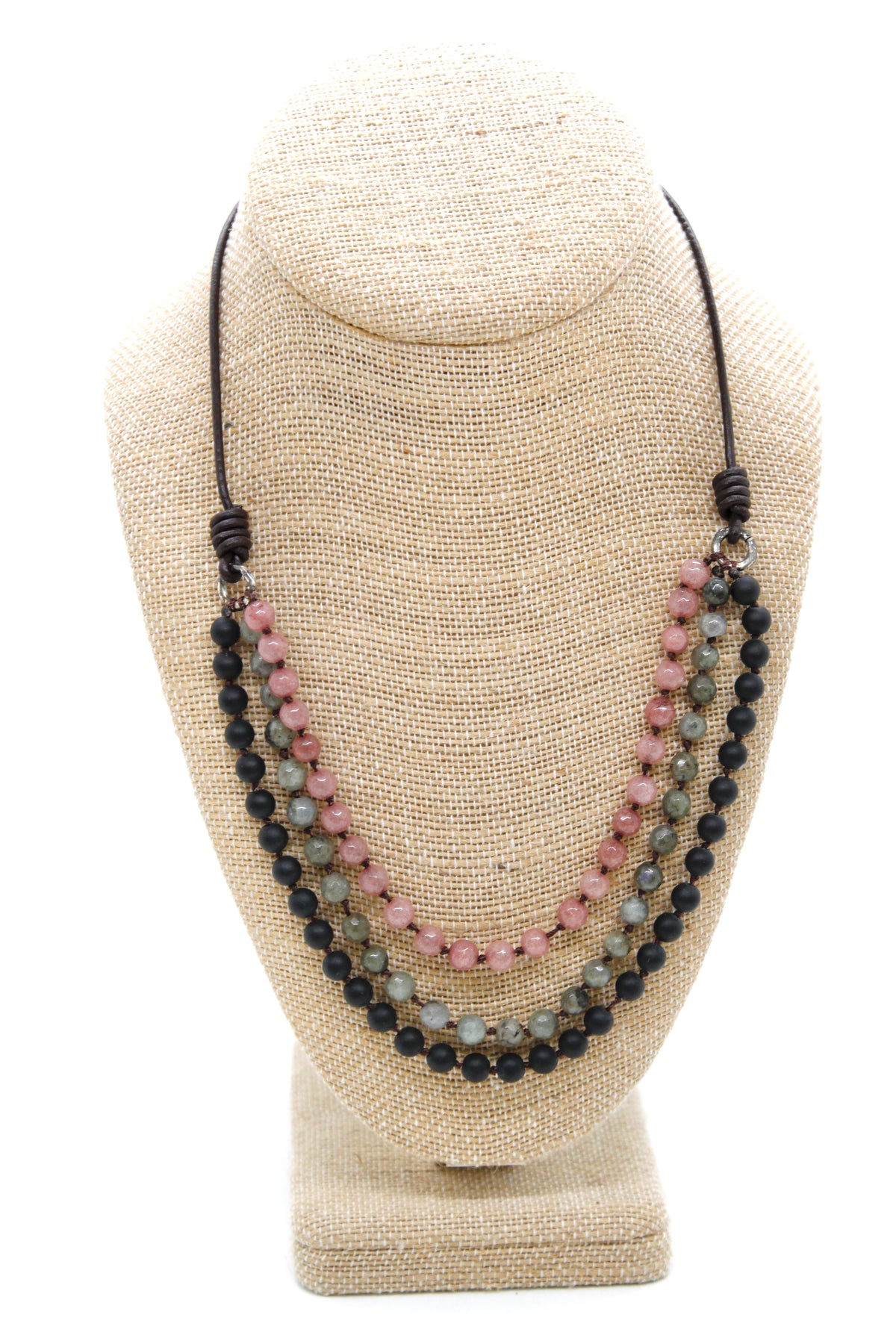 Semi Precious Stone Multi Strand Short Necklace - N4-012
