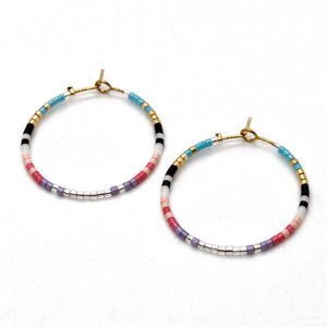 Retro Style Seed Bead Miyuki Hoop Earrings - Seeds Collection- E8-017S