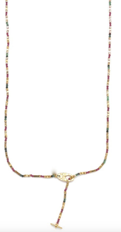 Long Beaded Agate Convertible Necklace to Bracelet