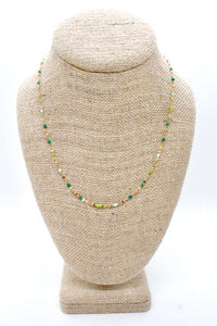 Shades of Green Dot Delicate Chain Necklace -French Flair Collection-