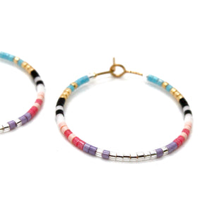 Retro Style Seed Bead Miyuki Hoop Earrings - Seeds Collection- E8-017S