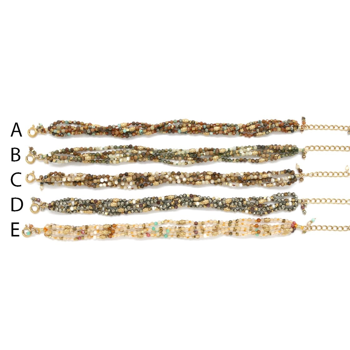 Mixed Semi Precious Stone 5 Strand Bracelet - B4-042D