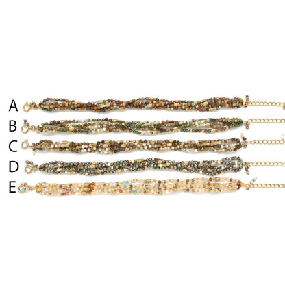 Mixed Semi Precious Stone 5 Strand Bracelet - B4-042D