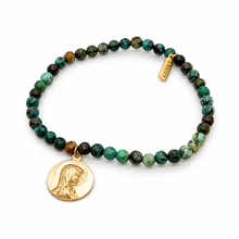Load image into Gallery viewer, Stretch African Turquoise Bracelet French Religious Medal - FMB18C
